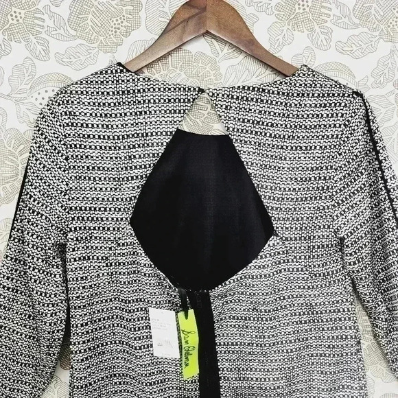 NWT Sam Edelman Tweed Scoop Neck Back Keyhole/ Full Zip Fringe Mini Dress M - Picture 6 of 12